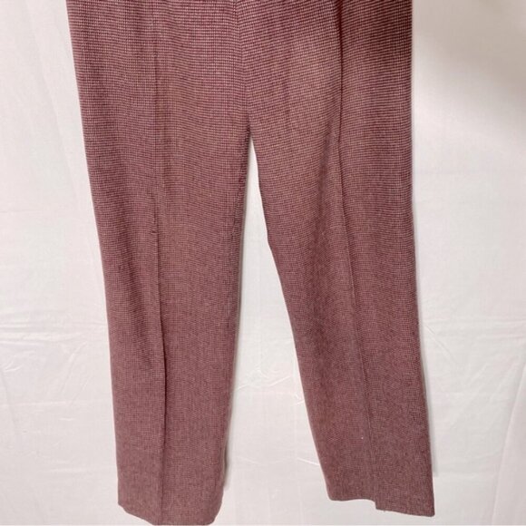 Vintage Burgundy White Micro Houndstooth High Waist Straight Leg Pants 24 - Picture 11 of 13